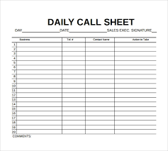 Free 10 Sample Call Sheet Templates In Free Sample Example