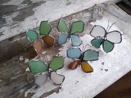sea glass erflies to decorate lamp