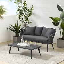Dover Gray Rope Patio Loveseat And