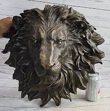 Vintage Bronze Lion Head Face Wall Art