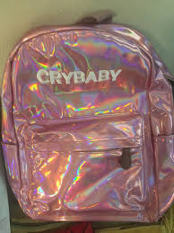 holographic pink crybaby backpack