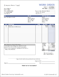 Download The Work Order Form From Vertex42 Com Templates