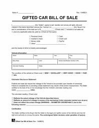 free gifted car bill of template
