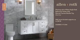 Floor & decor offers a variety of vanity tops in many sizes. Allen Roth Floating 48 In White Undermount Single Sink Bathroom Vanity With Natural Carrara Marble Top In The Bathroom Vanities With Tops Department At Lowes Com
