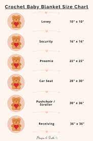 crochet baby blanket size chart and