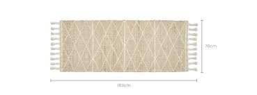 brown jute rug 76 x 183cm no pile white diamond pattern lilou by castlery