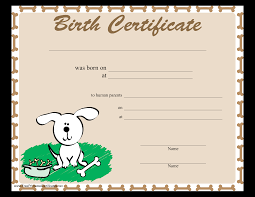 Sample Dog Birth Certificate Templates At