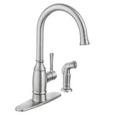 The faucet catches people's attention with its special look and will surprise. Moen Noell Single Handle Standard Kitchen Faucet With Side Sprayer In Spot Resist Stainless 87506srs The Home Depot Best Kitchen Faucets Moen Kitchen Faucet Kitchen Faucet