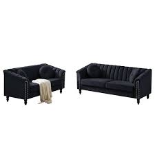 modern velvet upholstered straight sofa