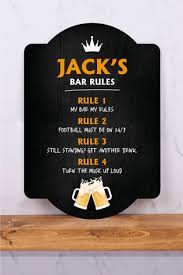 personalised bar rules metal wall