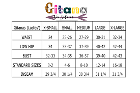Size Chart Gitana Vin Sol