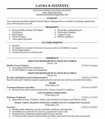 Quality Control Analyst Resume Sample Analyst Resumes