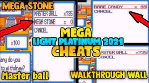 Pokemon Mega Light Platinum 2021 Cheats | Mega Stone,Rare Candy,All  important cheats - YouTube