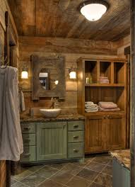 75 rustic bathroom with green cabinets
