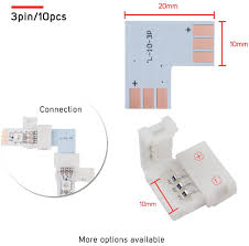 Btf Lighting 10sets 3pin 10mm Width Right Angle L Shape Solderless Corner Connector For Ws2811 Ws2812b