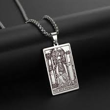 Tarot card necklace sterling silver. Wicaa Tarot Card Necklace The Major Arcana Rider Waite Amulet Unisex Jewelry Ebay