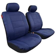 Navy Blue Canvas Car Seat Covers Front