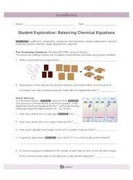 The balanced equation will appear above. Student Exploration Balancing Chemical Equations Exploration Balancing Chemical Equations Vocabulary Coefficient Combination Compound Decomposition Double Replacement Element
