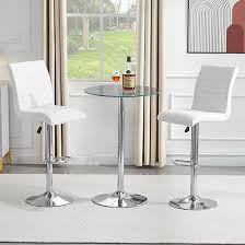 Vetro Round Clear Glass Bar Table With
