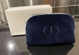 dior velvet makeup pouch bag navy with