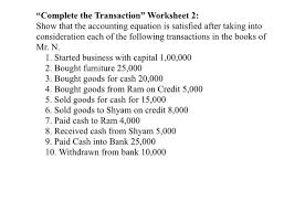 Transaction Worksheet
