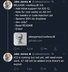 Project is ongoing and it has received permission to use procursus in the c0met project. Jake James Releases Rootlessjb 3 0 A Rootless Ssh Based Ios 12 Jailbreak For Developers