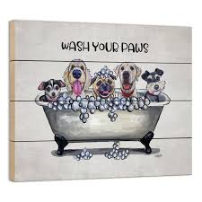 Dog Wood Wall Decor Dogs In Tub Pallet