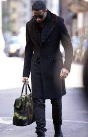 Elegant Fur Collar Coat Outfits For Men