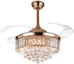 How to replace a ceiling light fixture. Senhome 42inch Crystal Ceiling Fan Light Led Chandelier Crystal Acrylic Retractable Blade Ceiling Lamp Rose Gold Chandelier Fan For Living Room Dining Room Hall Amazon Com