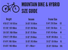 18 inch mountain bike size chart top