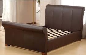 real leather kingsize sleigh bed