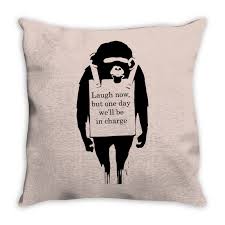 custom banksy monkey funny throw pillow