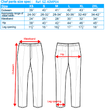 Chef And Kitchen Wear Size Chart