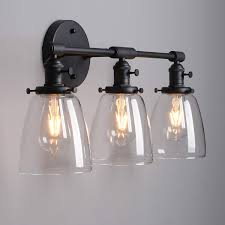 Baycheer Vintage 3 Lights Wall Light With Clear Glass Shade
