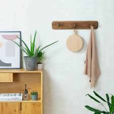 Recycled Wood Wall Rack With 3 Hooks