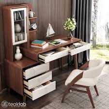 The desk is covered in lacquer, high gloss, and is made of poplar wood. Buy Modern Teak Wood Design Study Table Desk With Chair Online Teaklab