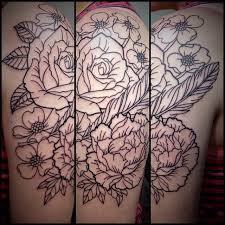 Some quote about love decorated with flowers. Kevin Hayden Started Line Work On A Black And Gray Flower Half
