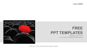 Red Umbrella Among Black Business Powerpoint Templates