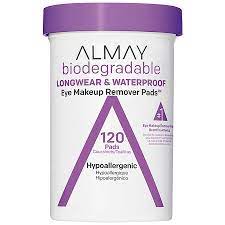 almay biodegradable eye makeup remover pads longwear waterproof 120 pads