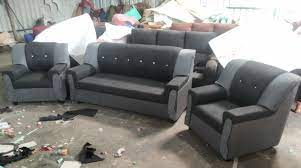 sf black grey pu sofa set for home