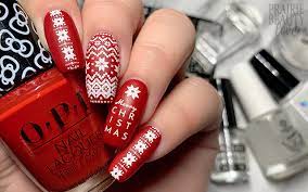 christmas nail art crisp red