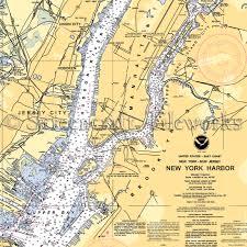 New York New York Harbor Nautical Chart Decor