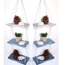 3 2 Tier Rope Hanging Wall Shelves