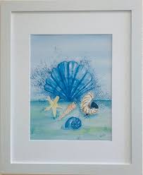 16 x 13 blue scallop shell sea life