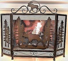 Moose Forest Metal 3 Panel Fireplace