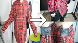 diy oversized flannel to elongated