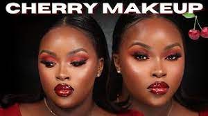 cherry red makeup for dark skin