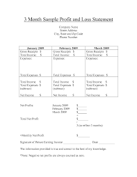 Simple Profit And Loss Statement Template Monthly Basic