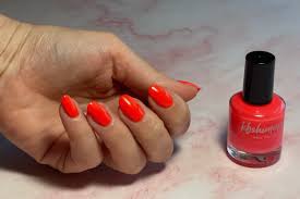 neon orange pink nail polish