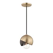 Mitzi By Hudson Valley Lighting Emma 1 Light Aged Brass Pendant With Black Accents H168701 Agb Bk The Home Depot